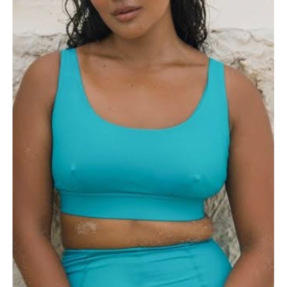 Knix Swimsuit Bikini Top Teal No Pads Comfort Stretch Plus XXL Santorini NWT NEW